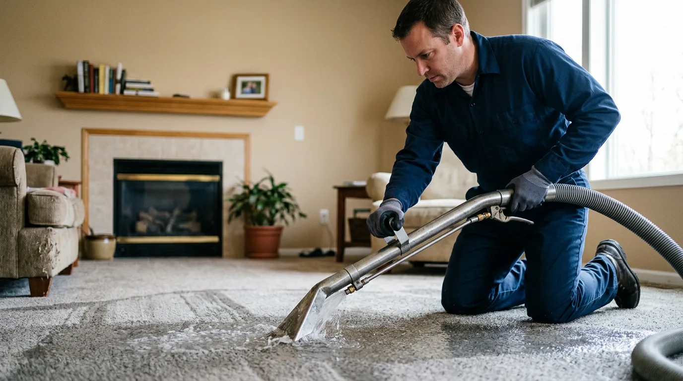 Water damage restoration technician working near Carmine, TX